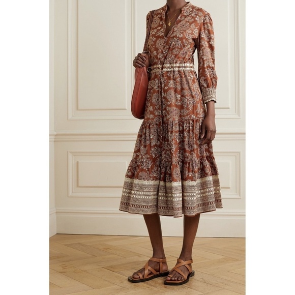 NWT Veronica Beard Swedie Midi Dress in Rust Floral Sz. 6 - Picture 2 of 6